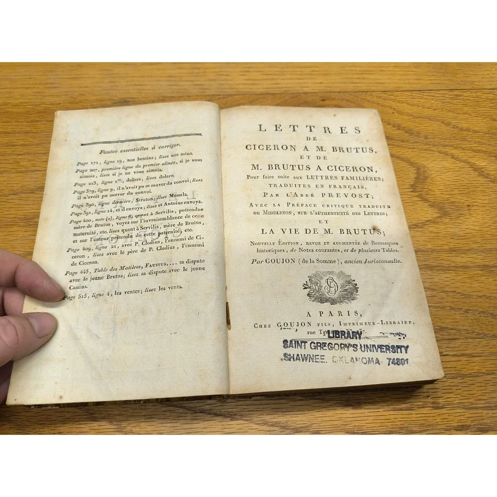 1802 Cicero, Letters, Lettres de Ciceron a M Brutus‎